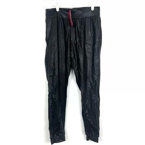 Commando Womens Faux Leather Jogger Black Size Medium